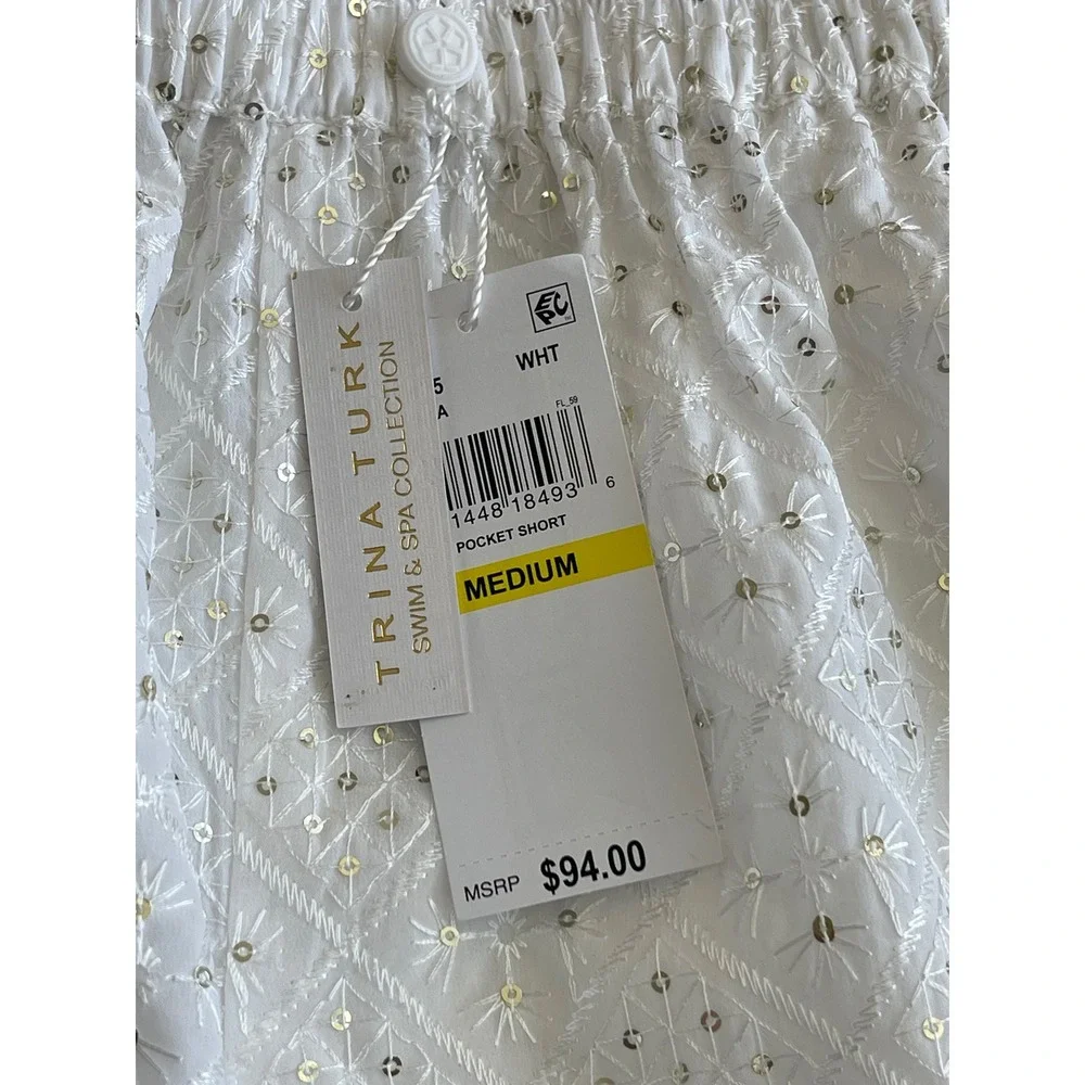 Trina Turk Mazarine Sequin Cover-Up Shorts With‎ Pockets Size Medium